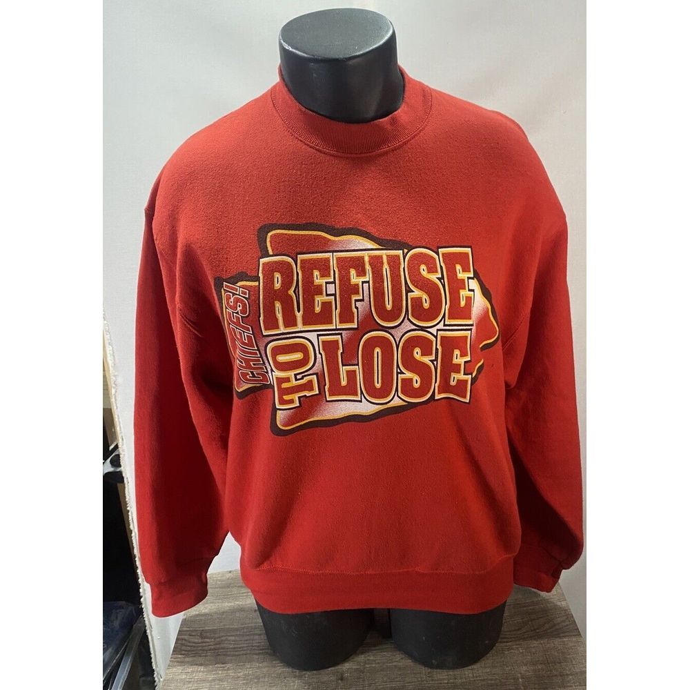 Vintage Kansas City Chiefs Refuse To‎ Lose Crewneck Sweat Shirt Red Large 1990's